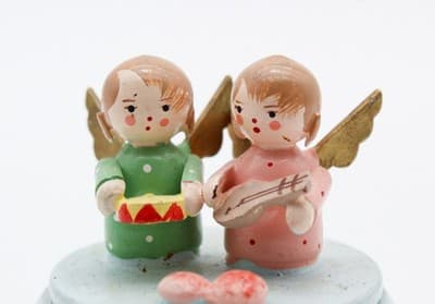 Vintage Made In Italy Hand Painted Wood Musician Angels Blue Trinket Box - Thumbnail 3