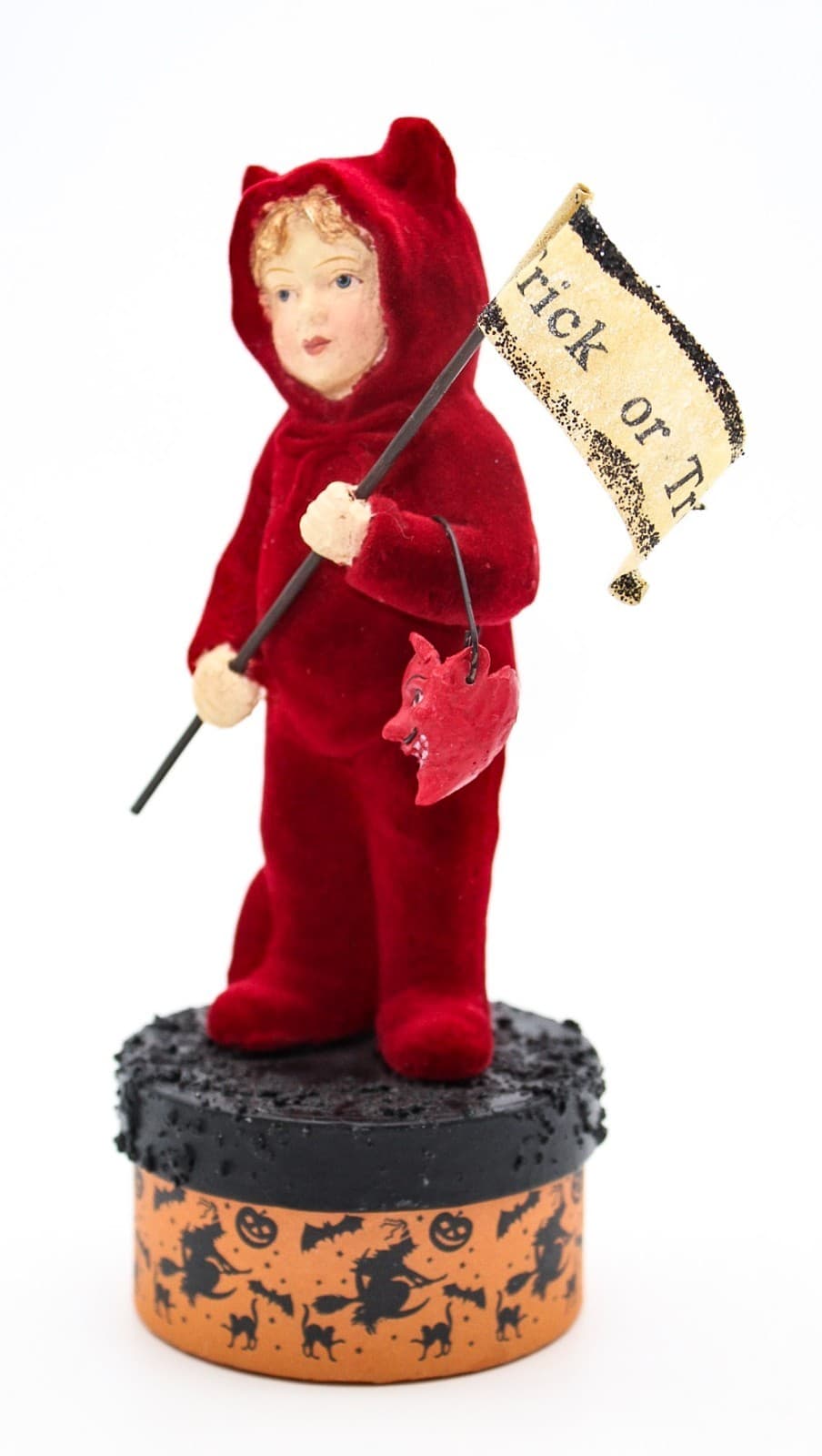 Bethany Lowe Trick Or Treat Devil Kid Halloween Flocked Costume Candy Box 7" - Thumbnail 7