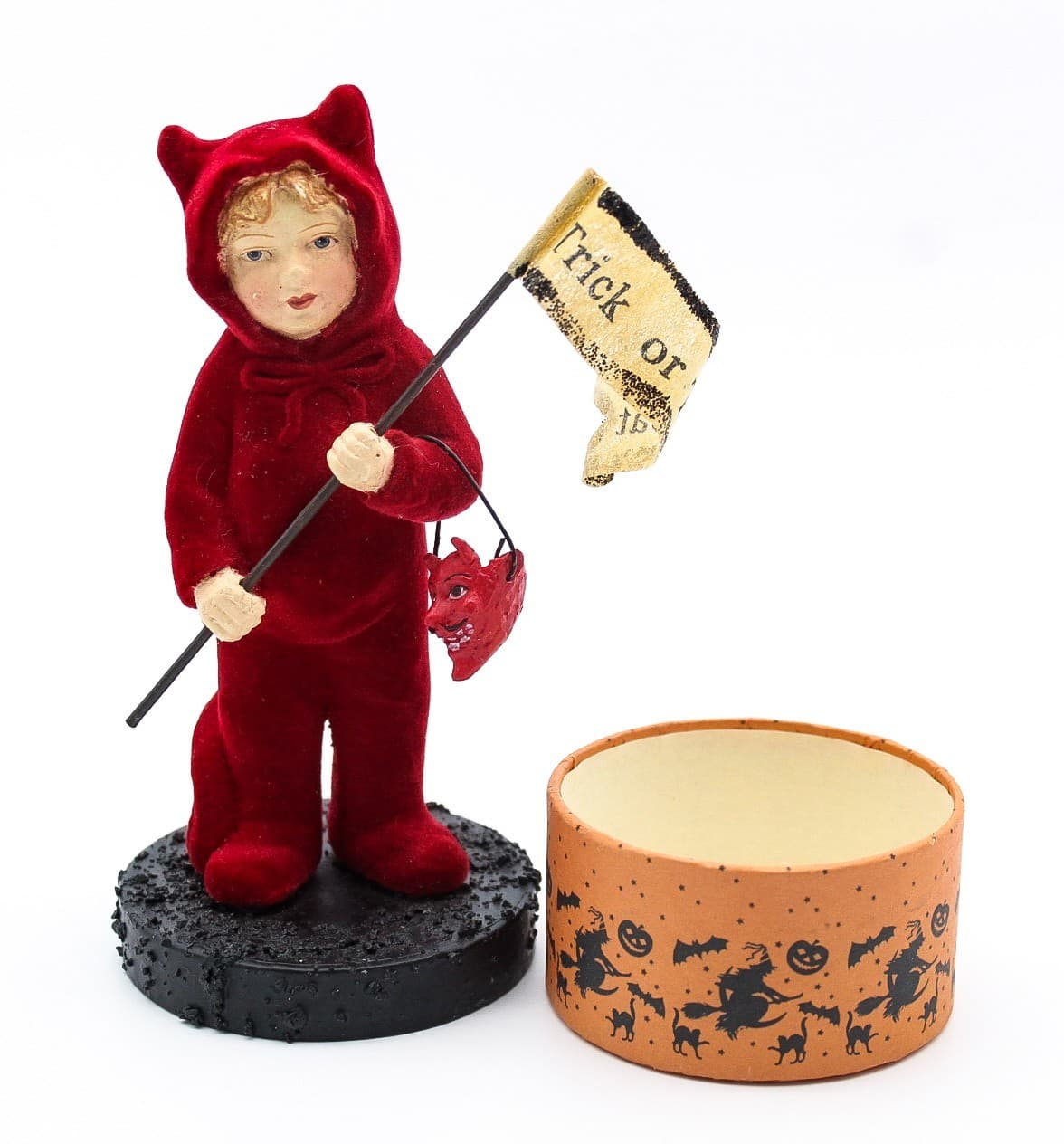 Bethany Lowe Trick Or Treat Devil Kid Halloween Flocked Costume Candy Box 7" - Thumbnail 10