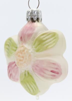 Vintage West Germany Hand Painted Flower Motif Glass Christmas Ornament - Thumbnail 4