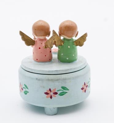Vintage Made In Italy Hand Painted Wood Musician Angels Blue Trinket Box - Thumbnail 6