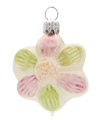 Vintage West Germany Hand Painted Flower Motif Glass Christmas Ornament - Image 1