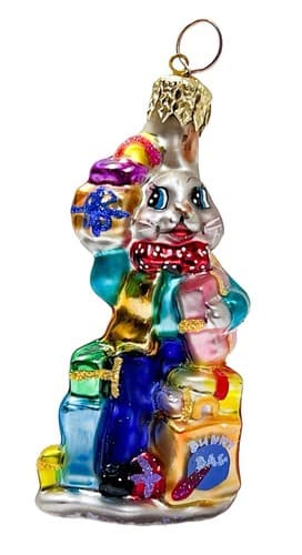 CHRISTOPHER RADKO Billy Bunny Goes Shopping Glass Christmas Ornament - Image 1