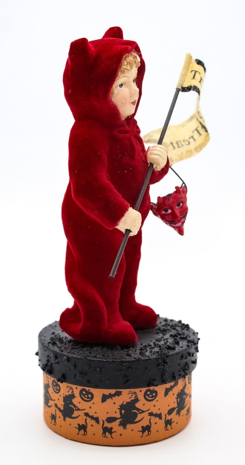 Bethany Lowe Trick Or Treat Devil Kid Halloween Flocked Costume Candy Box 7" - Thumbnail 8