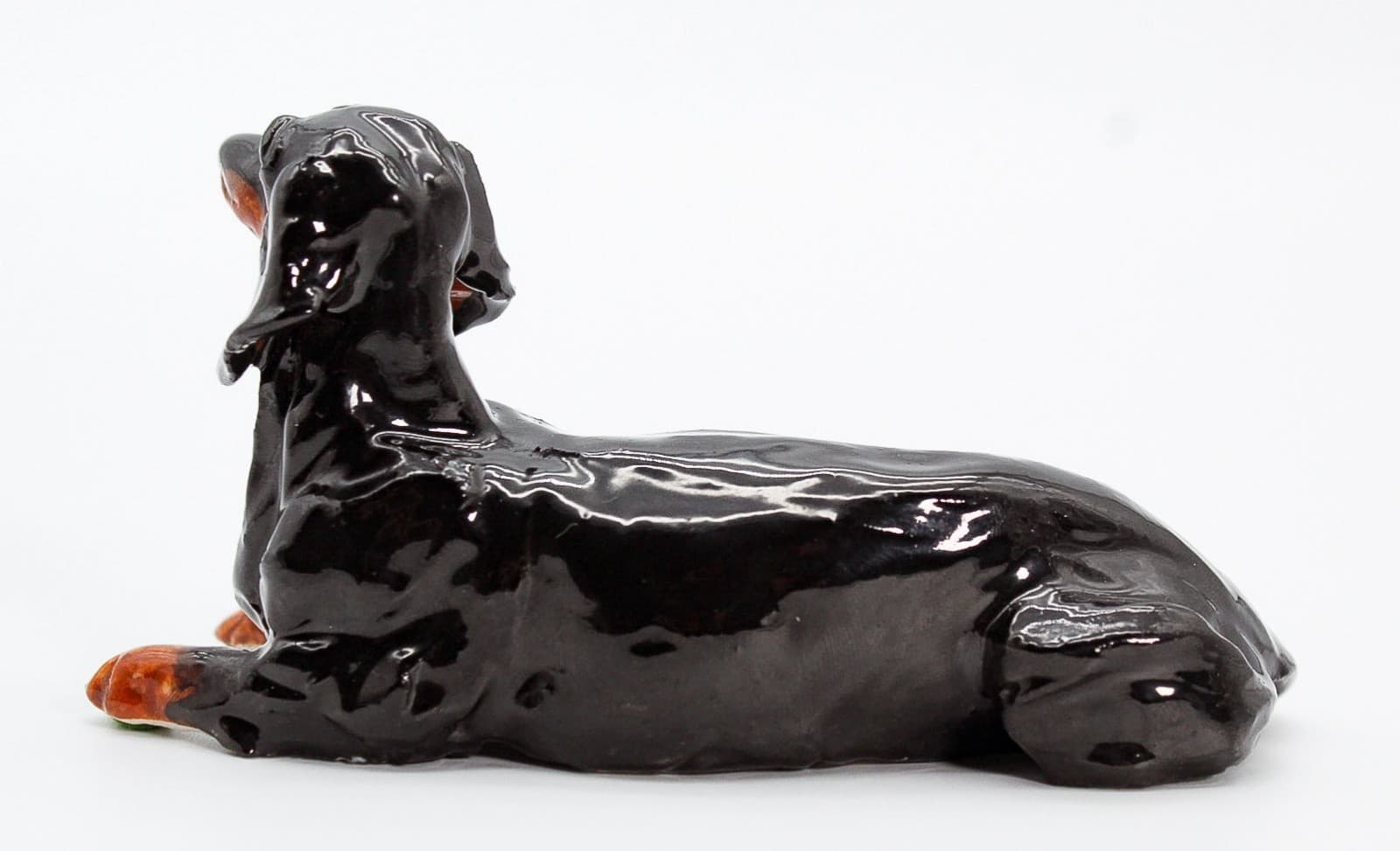 EVE PEARCE Handcrafted Black Dachshund Porcelain Dog Figure Sculpture OOAK - Thumbnail 2