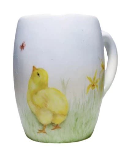 Vintage TK Czechoslovakia Signed L.B.M. Hand Painted Chick Porcelain Cup - Image 1