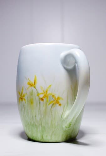 Vintage TK Czechoslovakia Signed L.B.M. Hand Painted Chick Porcelain Cup - Thumbnail 4