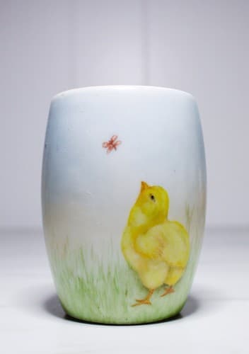 Vintage TK Czechoslovakia Signed L.B.M. Hand Painted Chick Porcelain Cup - Thumbnail 5