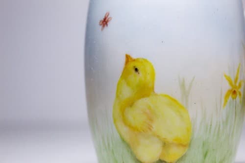 Vintage TK Czechoslovakia Signed L.B.M. Hand Painted Chick Porcelain Cup - Thumbnail 2