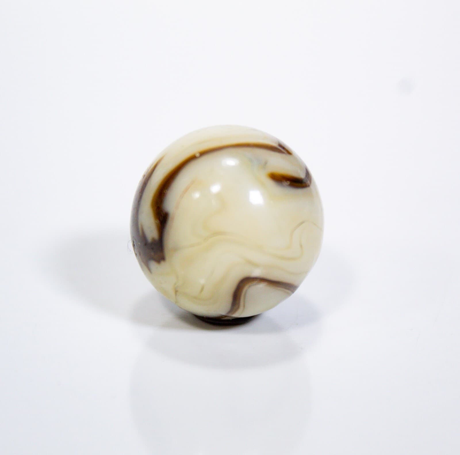 Vintage Alley Agate Brown & White Caramel Swirl Toy Marble 0.67" - Thumbnail 4