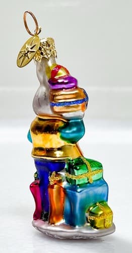CHRISTOPHER RADKO Billy Bunny Goes Shopping Glass Christmas Ornament - Thumbnail 2
