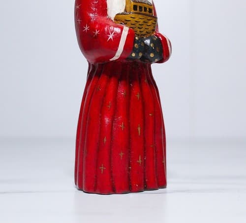 Vintage Antique Carved Wood Santa Christmas Ornament Signed - Thumbnail 3