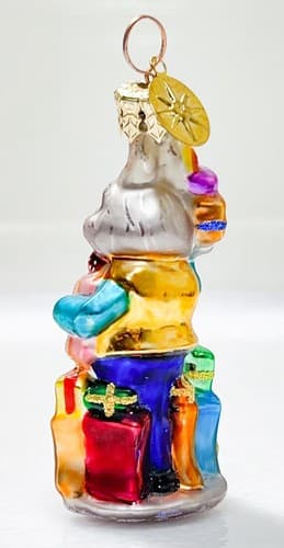 CHRISTOPHER RADKO Billy Bunny Goes Shopping Glass Christmas Ornament - Thumbnail 3