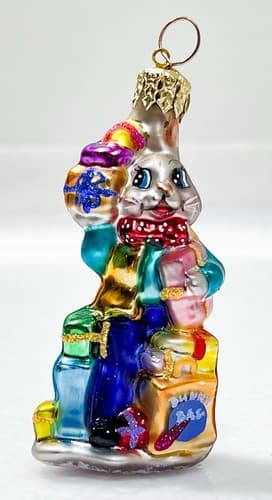 CHRISTOPHER RADKO Billy Bunny Goes Shopping Glass Christmas Ornament - Thumbnail 6