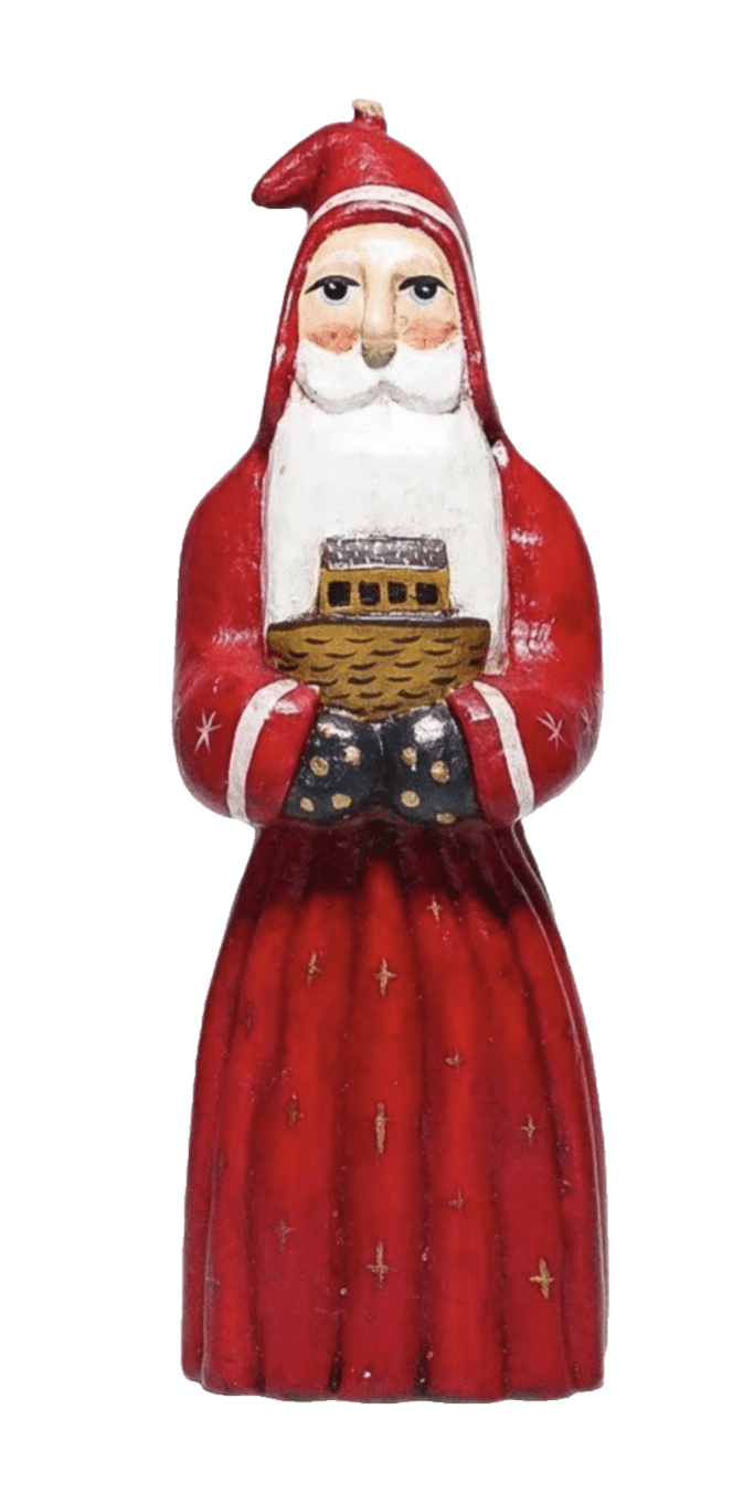 Vintage Antique Carved Wood Santa Christmas Ornament Signed - Image 1
