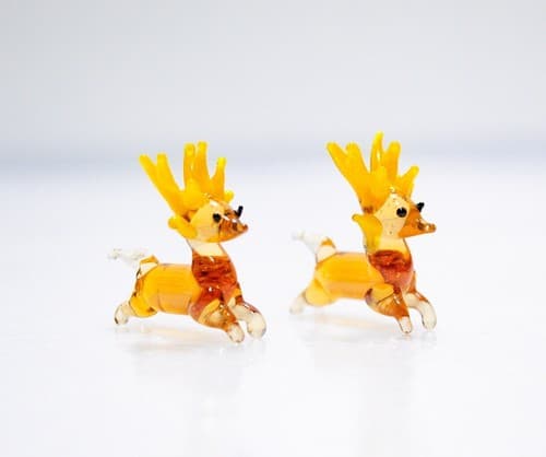 2 Vintage Miniature Hand Blown Art Glass Reindeer Dollhouse Figurines - Thumbnail 5