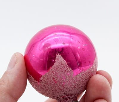 Shiny Brite Vintage Hot Pink Snowcap Mica Ball Glass Christmas Ornament 2" - Thumbnail 4
