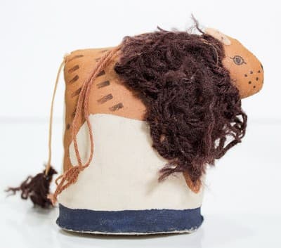 Vintage Whimsical Handcrafted Lion Motif Cloth Hanging Christmas Ornament RARE - Thumbnail 3