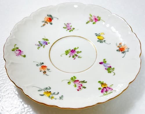 DRESDEN Germany Antique Hand Painted Floral Double Handle Porcelain Cup & Saucer - Thumbnail 6