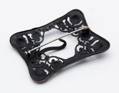 Victorian Antique Brass Floral Sash Belt Buckle Rectangular Pin Brooch - Thumbnail 6