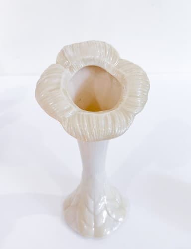 Vintage Ireland 20th Century Belleek Flower Porcelain Vase #0657 - Thumbnail 2