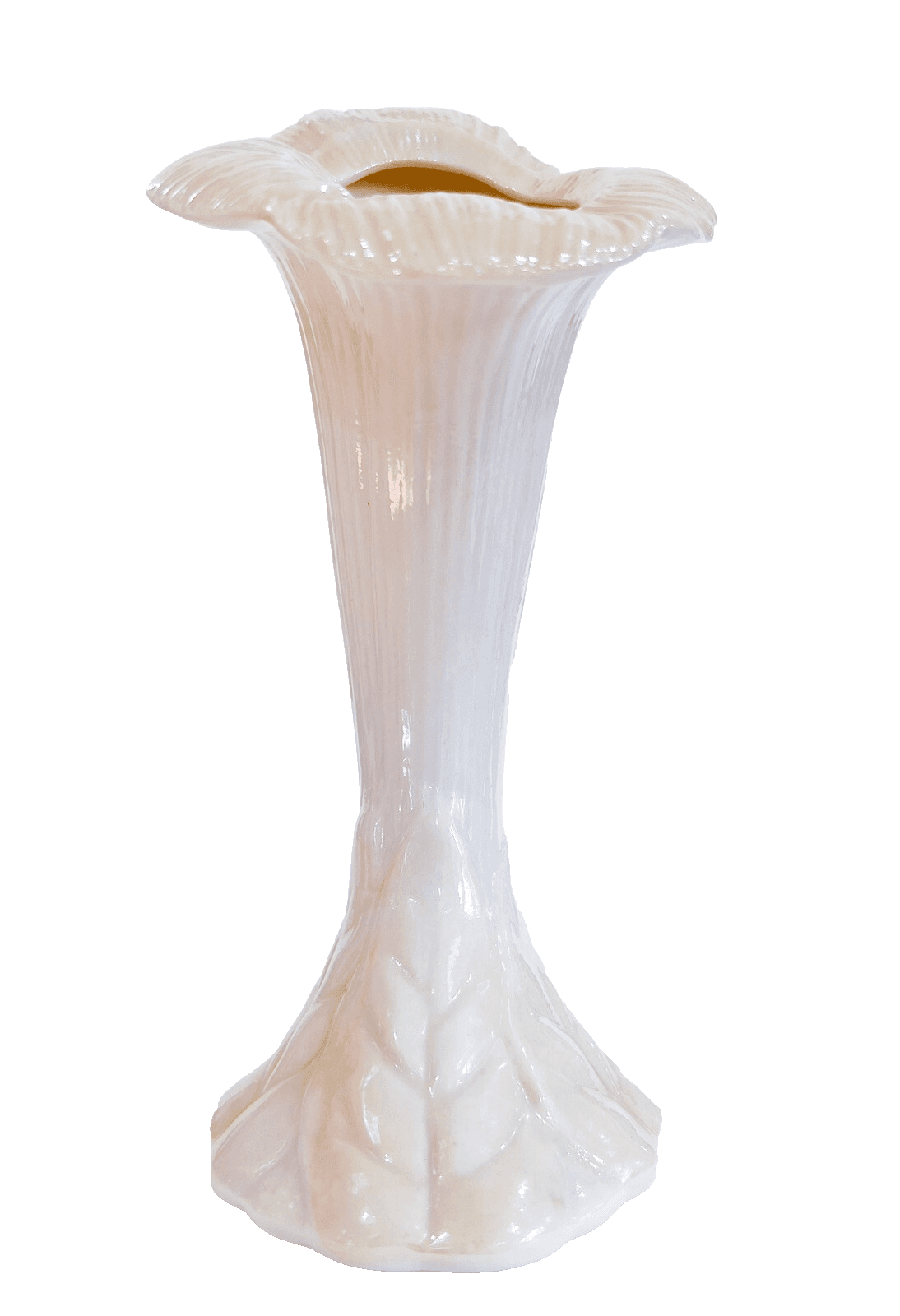 Vintage Ireland 20th Century Belleek Flower Porcelain Vase #0657 - Image 1