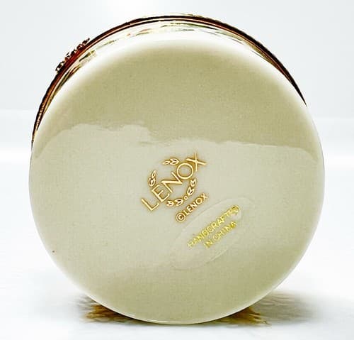 Vintage LENOX Christmas Holly Berry Round Porcelain Hinged Trinket Box - Thumbnail 5