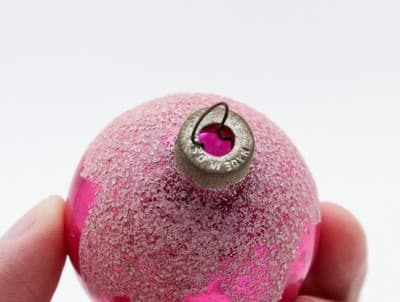 Shiny Brite Vintage Hot Pink Snowcap Mica Ball Glass Christmas Ornament 2" - Thumbnail 3