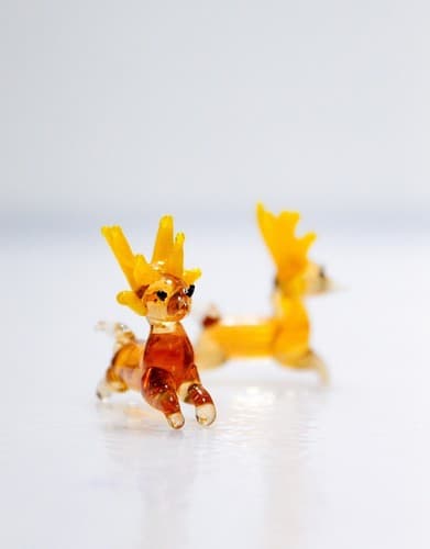 2 Vintage Miniature Hand Blown Art Glass Reindeer Dollhouse Figurines - Thumbnail 3