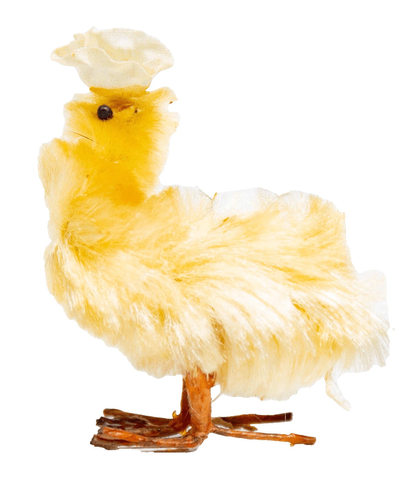 Vintage Japanese Chenille Feather Easter Yellow Fluffy Chick Animal Figurine 2" - Image 1