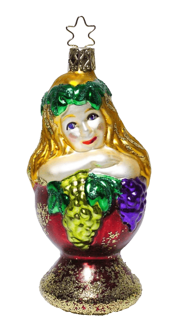 Vintage Inge Glass Germany "Goddess of the Grape" Christmas Ornament - Image 1