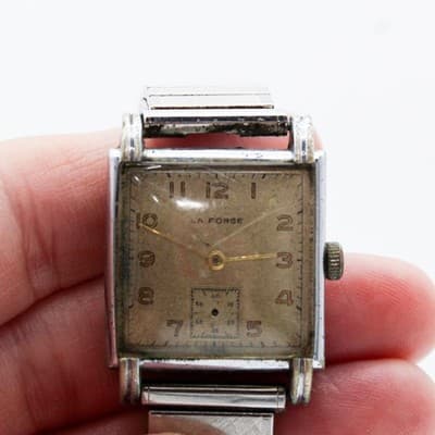 La Forge Vintage Swiss Square Face Mechanical Watch Stretch Strap (For Parts) - Thumbnail 2