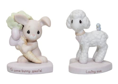 Precious Moments Loving Ewe & To Some Bunny Special Porcelain Figurines 1982 - Image 1