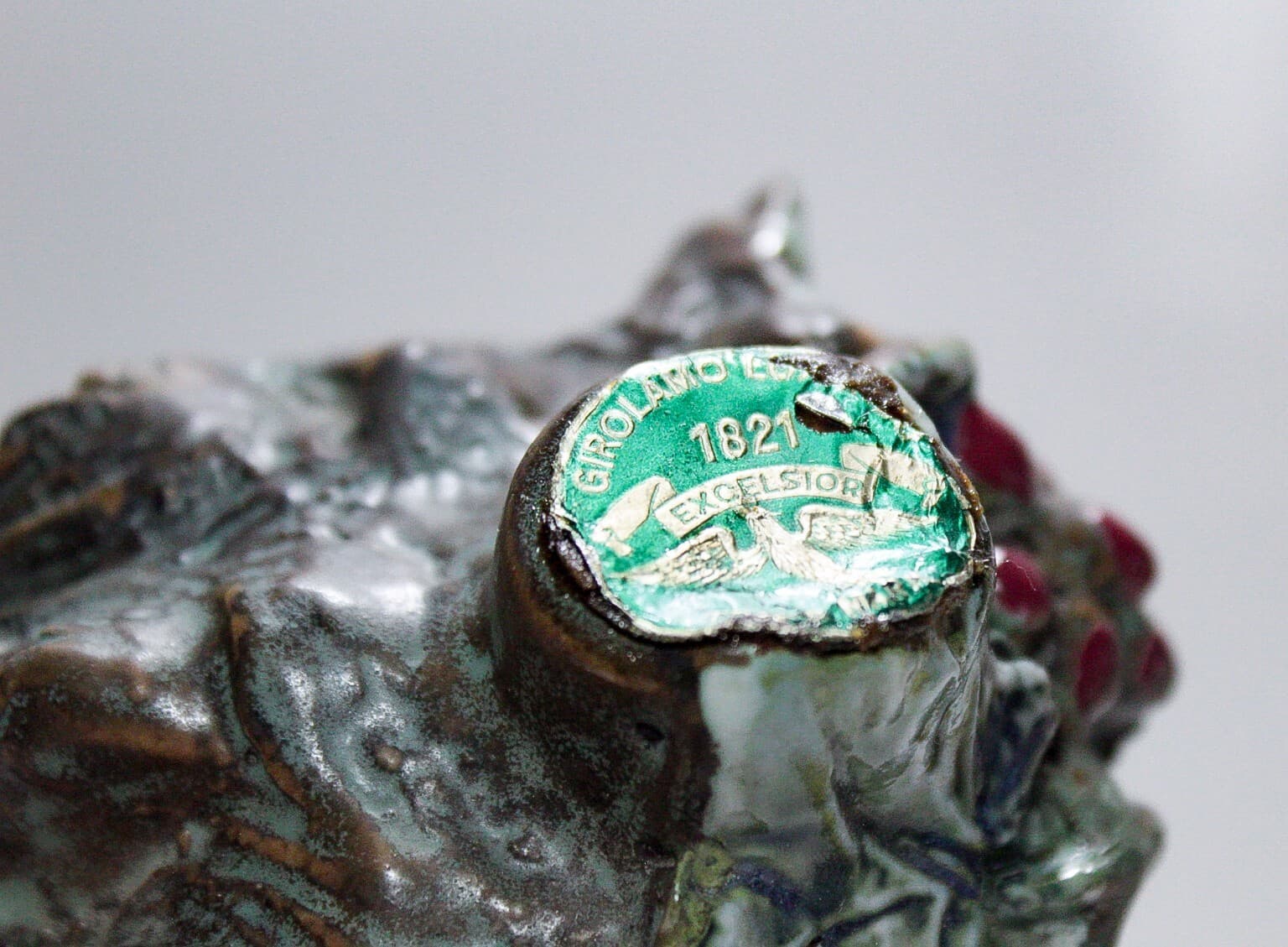 GIROLAMO Luxardo Ardo Cherry Wine Bacchus Pottery Bust Decanter EMPTY Vintage - Thumbnail 8