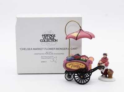 Department 56 Chelsea Market Flower Monger & Cart Heritage Village Accessory 2pc - Thumbnail 2