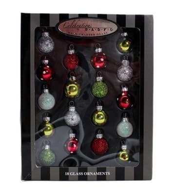 Celebrations by CHRISTOPHER RADKO 18 Mini Glass Ball Ornaments NIB - Image 1