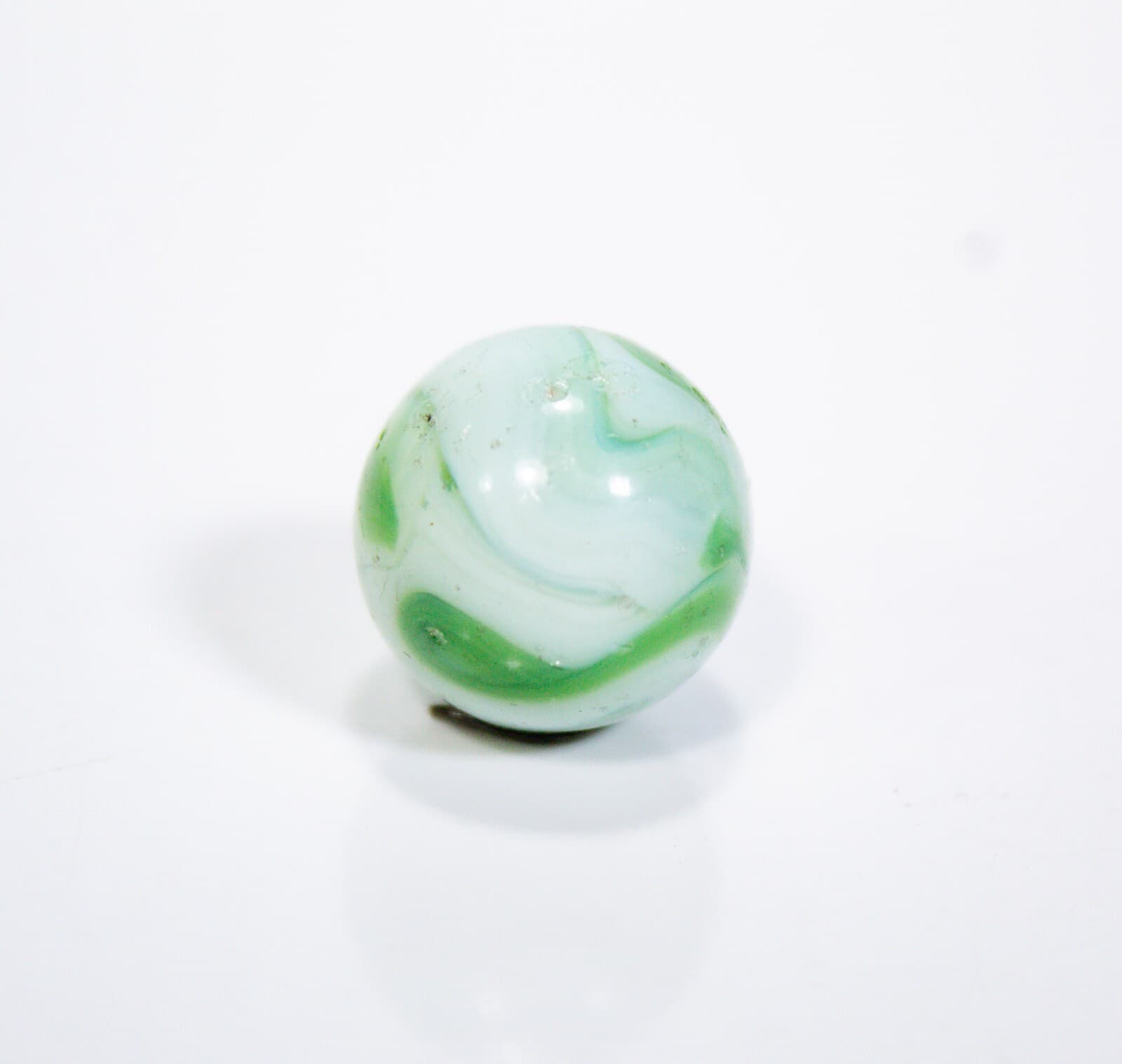 Vintage Alley Agate Green & White Swirl Toy Marble 0.63mm - Thumbnail 5