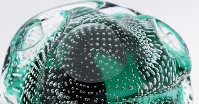 Murano Italy Mid Century Emerald Green Bubble Art Glass Serving Candy Dish Bowl - Thumbnail 4