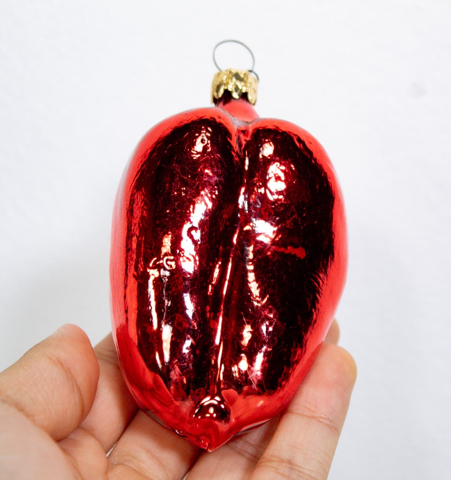 Vintage INGE GLAS Red Bell Pepper Decorative Vegetable Glass Christmas Ornament - Thumbnail 3