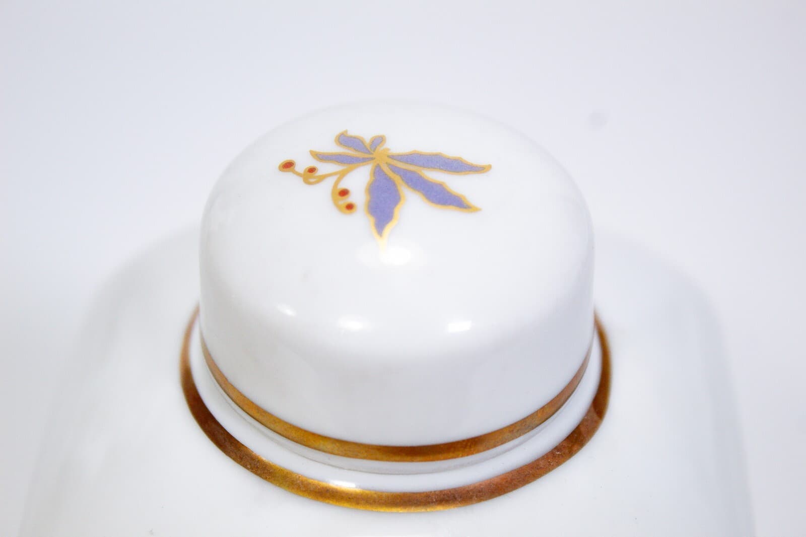RICHARD GINORI Italy Paradise Floral Bird White Porcelain Tea Caddy With Lid - Thumbnail 6