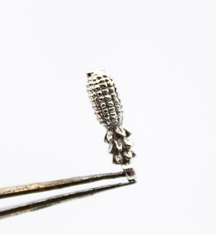 Vintage 925 Sterling Silver 3D Fruit Tropical Pineapple Charm Pendant - Thumbnail 5