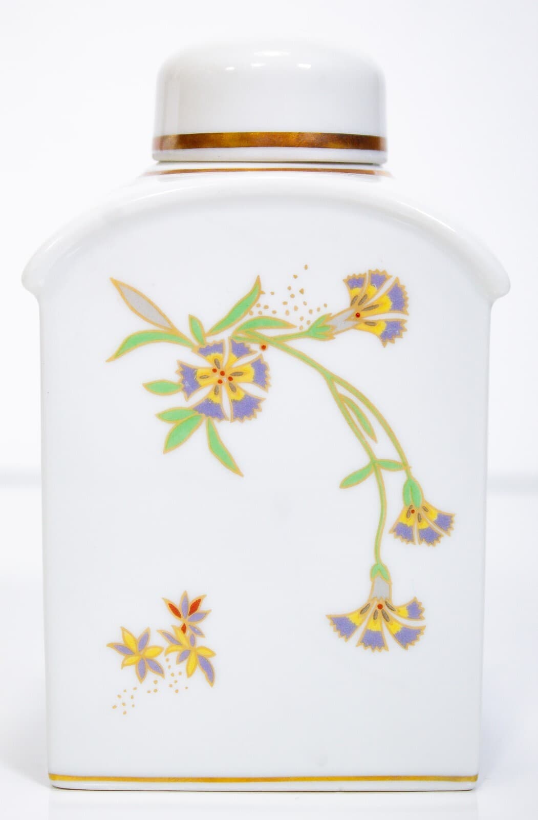 RICHARD GINORI Italy Paradise Floral Bird White Porcelain Tea Caddy With Lid - Thumbnail 2