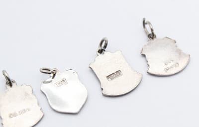 Vintage Lot Of 4 Assorted Enameled Sterling Silver Travel Charms - Thumbnail 8