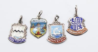 Vintage Lot Of 4 Assorted Enameled Sterling Silver Travel Charms - Thumbnail 3