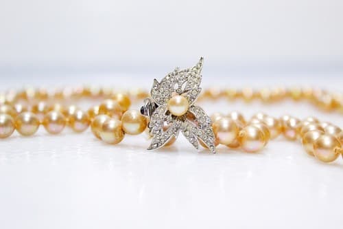 Vintage MARVELLA Designer Rhinestone Faux Pearl Double Strand Statement Necklace - Thumbnail 2