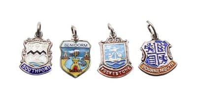 Vintage Lot Of 4 Assorted Enameled Sterling Silver Travel Charms - Image 1
