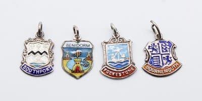 Vintage Lot Of 4 Assorted Enameled Sterling Silver Travel Charms - Thumbnail 5