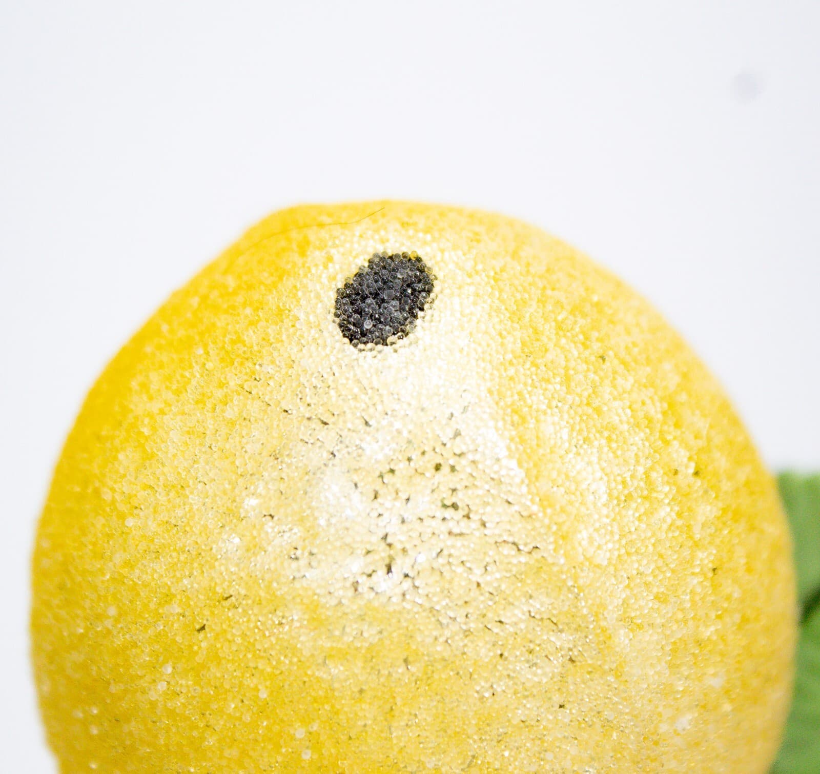 Inge Glas Germany Lemon Leaf Glittered Glass Fruit Holiday Christmas Ornament - Thumbnail 4