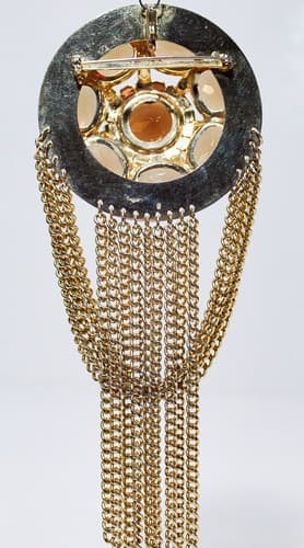 Vintage Topaz Color Crystal Rhinestone Oval & Brilliant Cut Large Brooch Pendant - Thumbnail 5