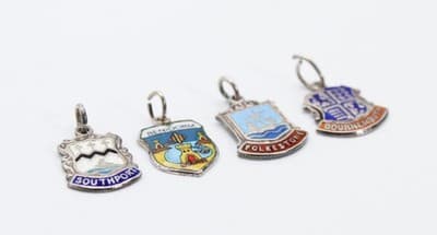 Vintage Lot Of 4 Assorted Enameled Sterling Silver Travel Charms - Thumbnail 2